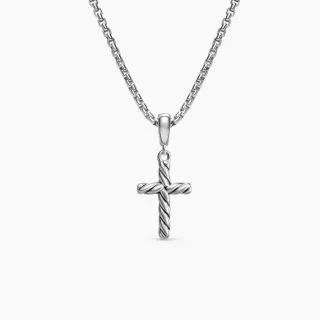 Twisted Rope Cross Pendant Necklace