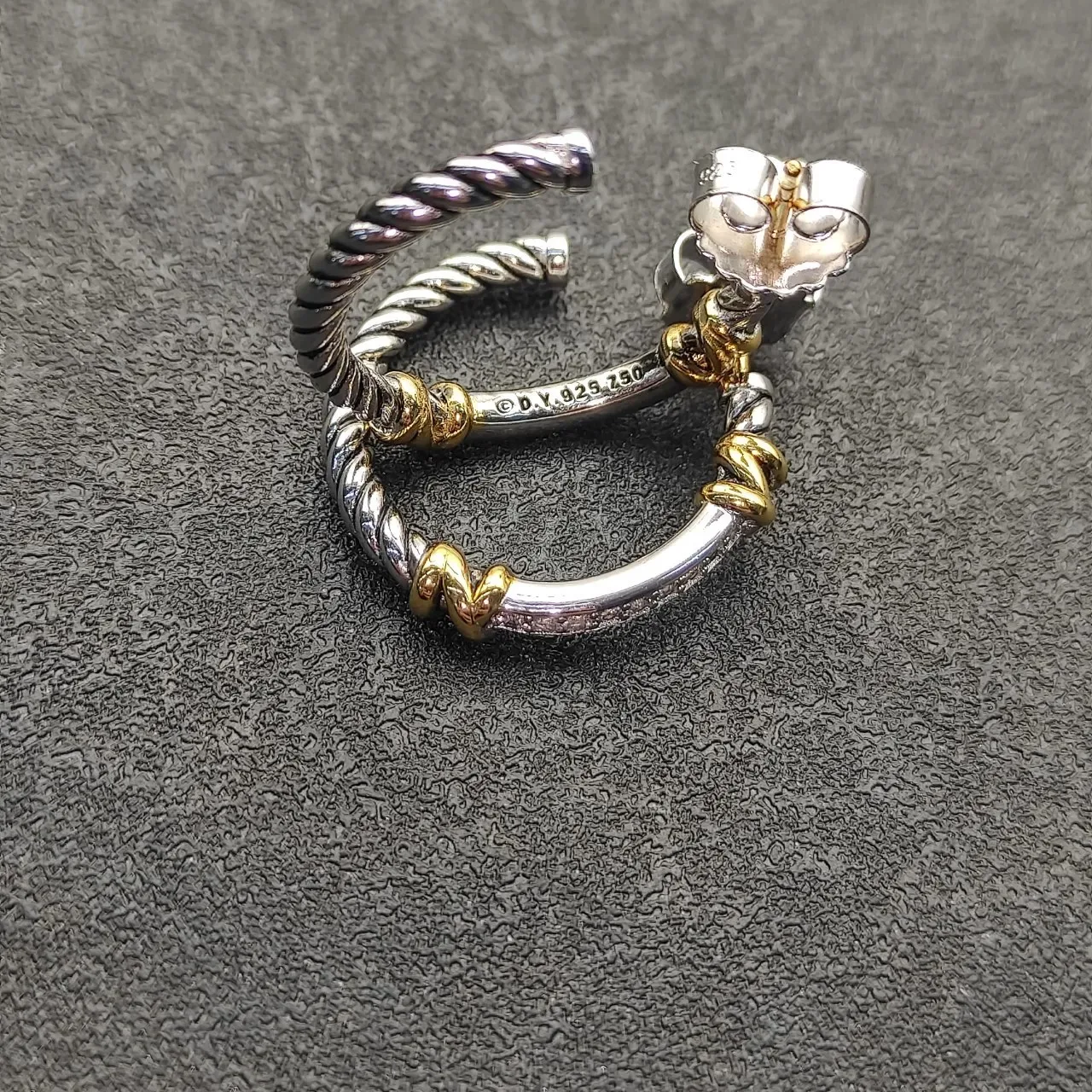 Twisted Rope Pavé Two-Tone Hoop Earrings 4