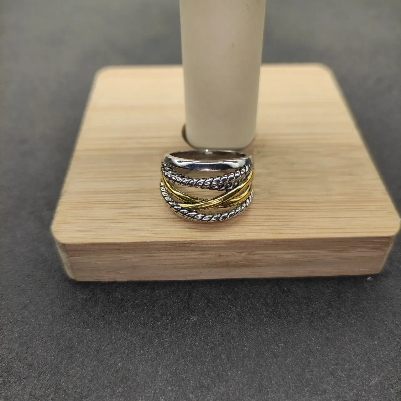 Two-Tone Twisted Rope Interlocking Ring 5