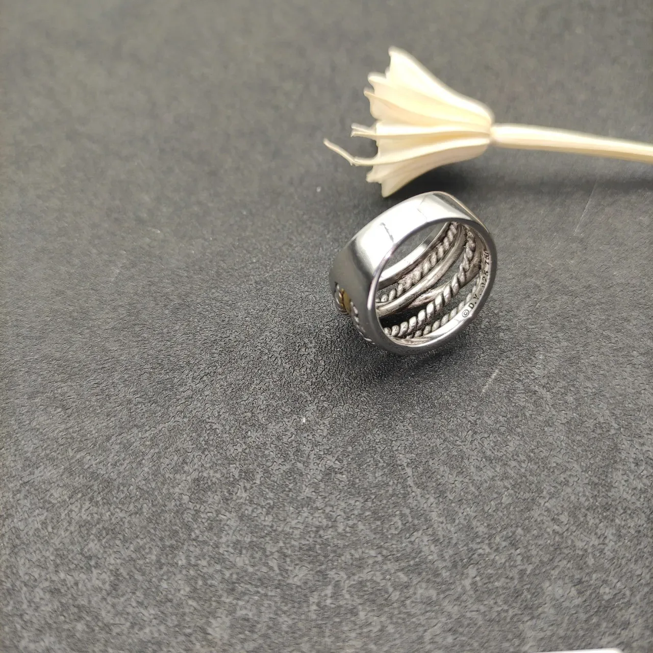 Two-Tone Twisted Rope Interlocking Ring 7