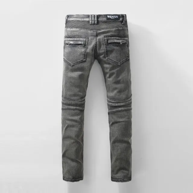 Washed Black Moto-Panelled Slim-Fit Jeans 17