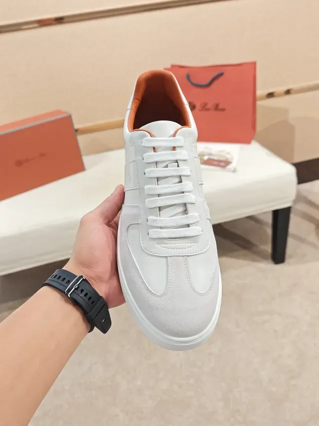 White and Gray Suede-Leather Panelled Low-Top Sneaker 5