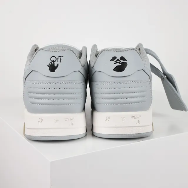 White and Light Gray Layered Leather Lifestyle Sneakers 8