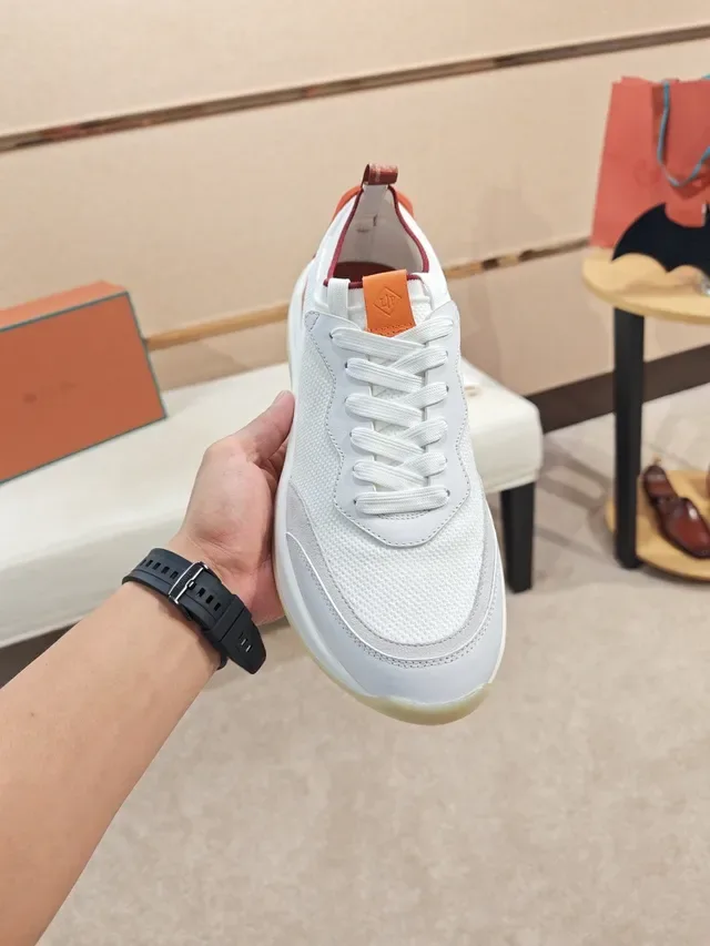 White and Orange Mesh Lifestyle Sneaker 5