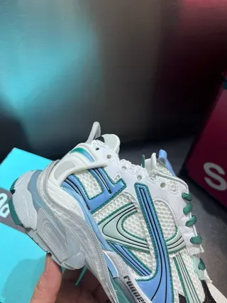 White and Teal Chunky Lifestyle Sneaker 2