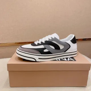 White Black Gray Layered Overlay Low-Top Lace-Up Sneakers
