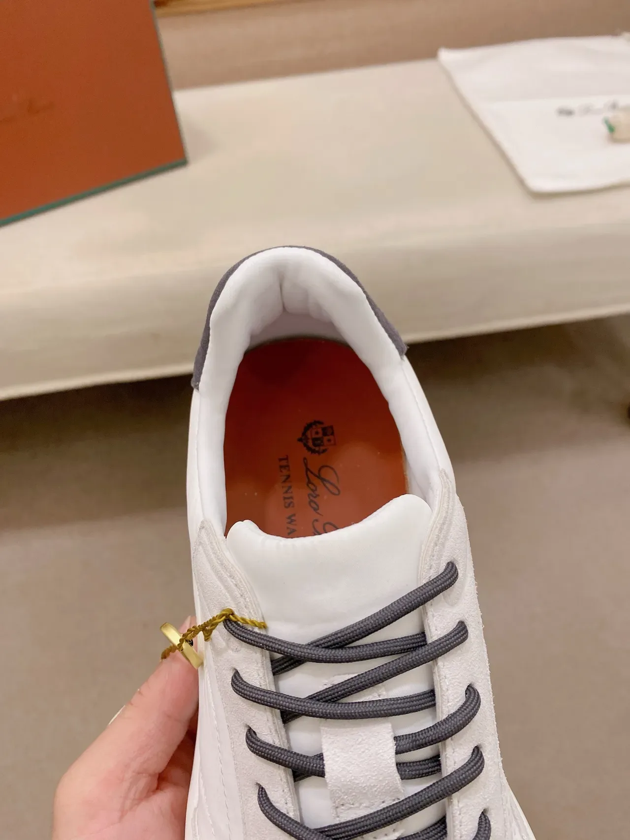 White Gray Low-Top Layered Panel Upper Sneakers 4