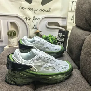 White Green Sculpted Multi-Layer Sole Black Plastic Heel Cage Chunky Sneakers