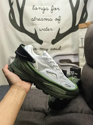White Green Sculpted Multi-Layer Sole Black Plastic Heel Cage Chunky Sneakers 6