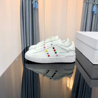 White Multicolor Stud-Embellished Speckled Sole Lifestyle Sneakers
