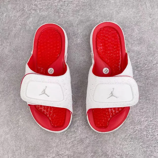 White Red Perforated Upper Rubber Sole Slippers 4