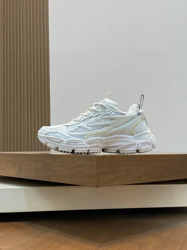 White Silver Chunky Sole Layered Synthetic Cage Sneakers 3