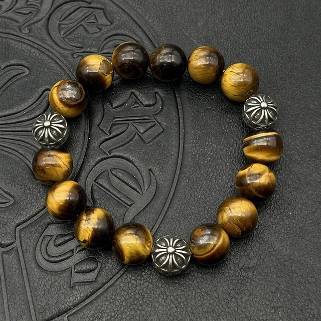 White Silver Translucent Agate-Style Beads Oxidized Floral Spacer Bracelet 4