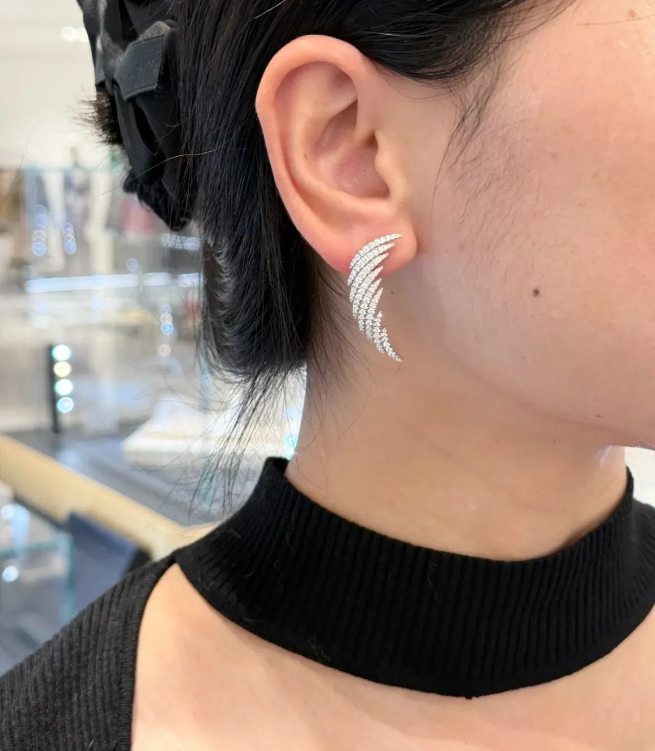 Wing-Shaped Pavé-Crystal Drop Earrings 3