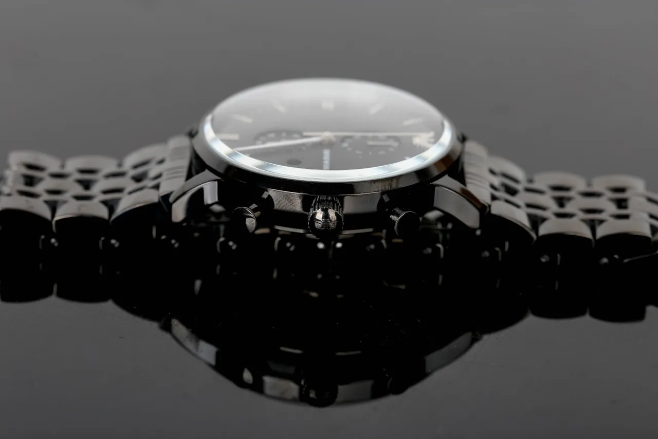 Giorgio Armani 计时 黑色 PVD 不锈钢 机械 手表 3