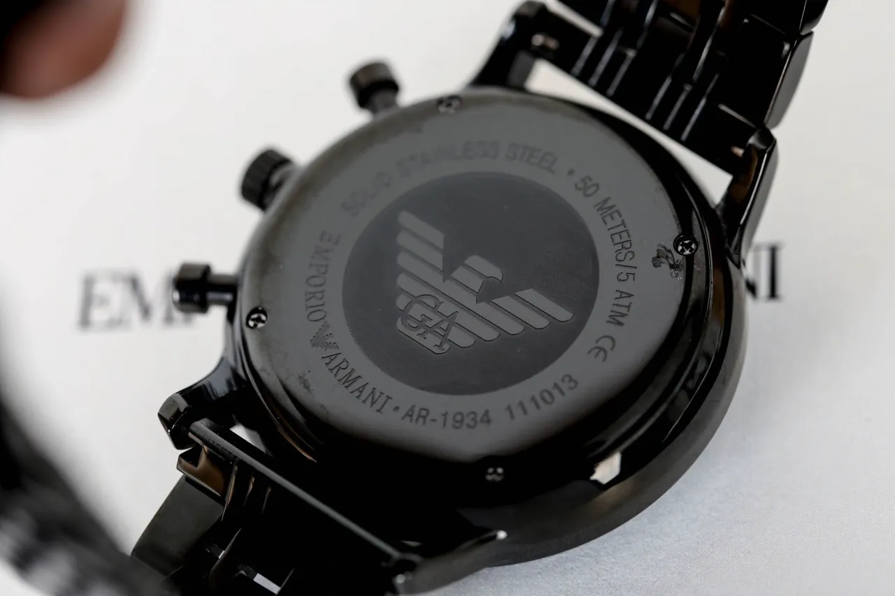 Giorgio Armani 计时 黑色 PVD 不锈钢 机械 手表 4
