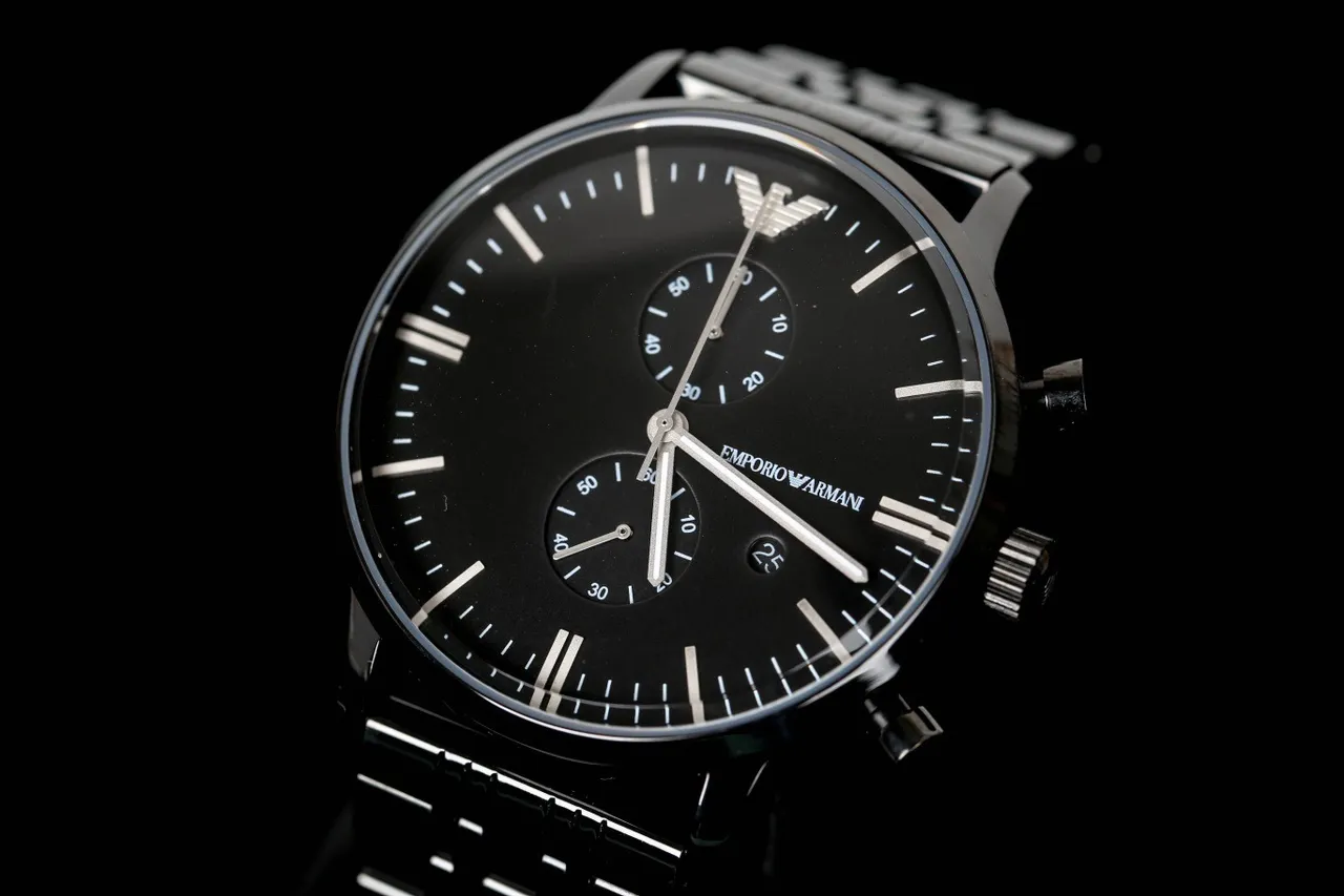 Giorgio Armani 计时 黑色 PVD 不锈钢 机械 手表 5
