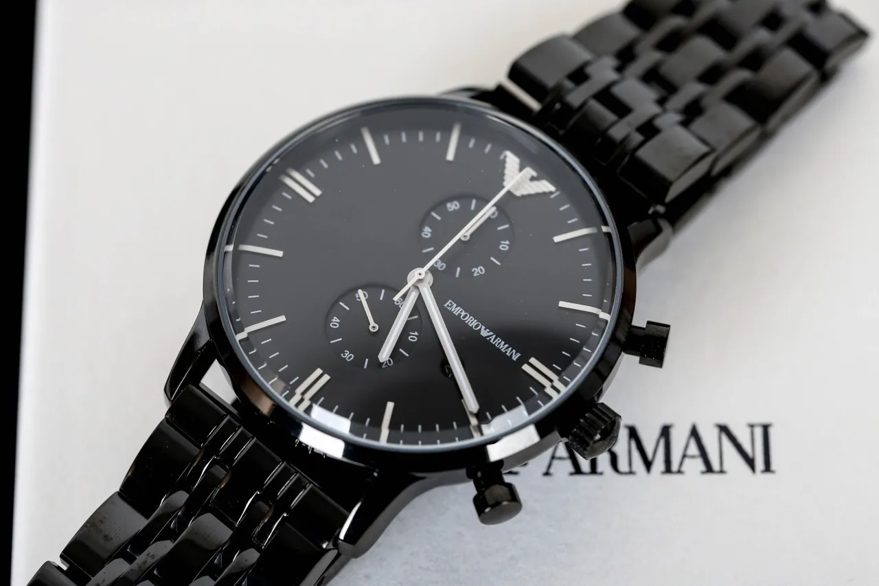 Giorgio Armani 计时 黑色 PVD 不锈钢 机械 手表 7