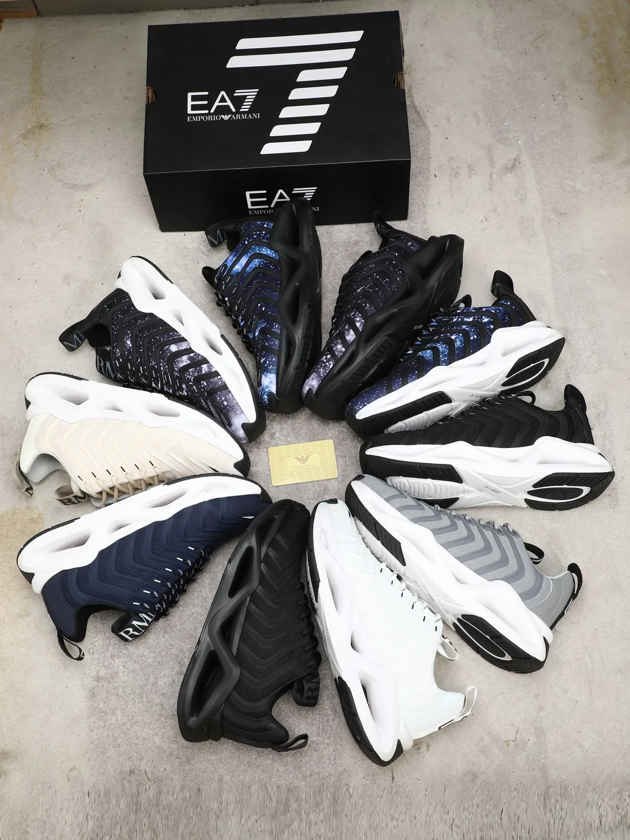 Giorgio Armani Navy Mesh et Overlay Synthétique Sneakers Lifestyle 2
