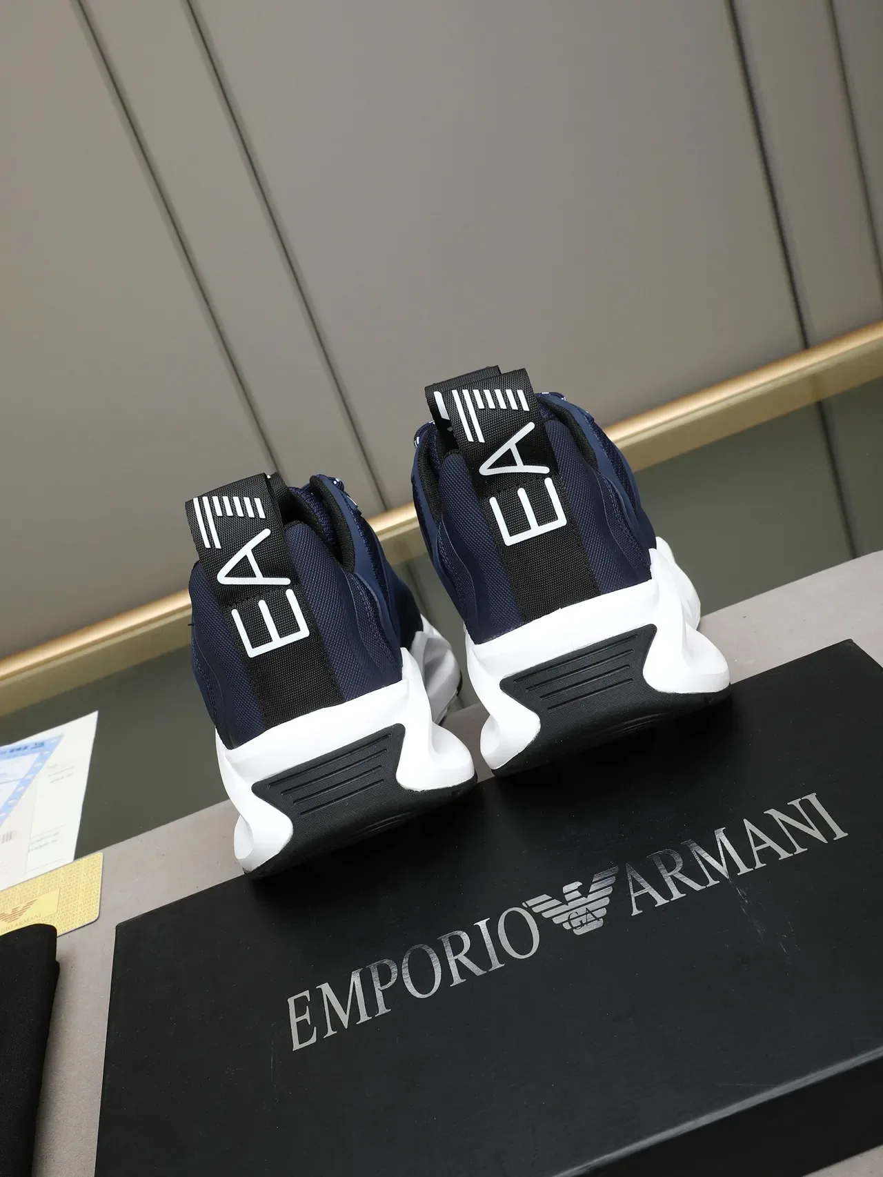 Giorgio Armani Navy Mesh et Overlay Synthétique Sneakers Lifestyle 4