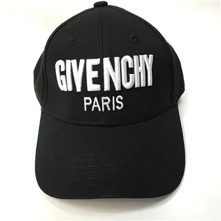 Givenchy लॉगो सिलाई काला बेसबॉल कैप 7