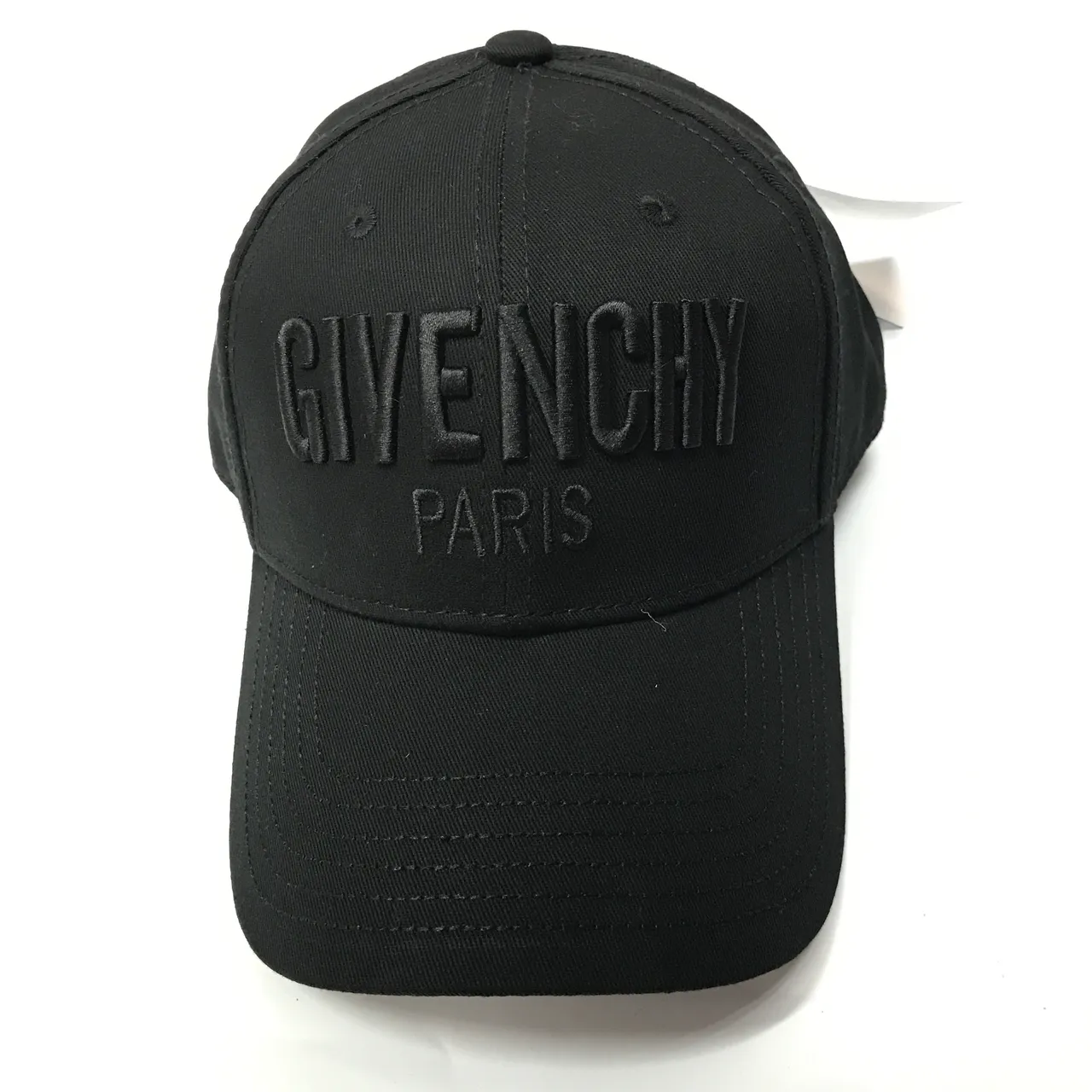 Givenchy लॉगो सिलाई काला बेसबॉल कैप 8