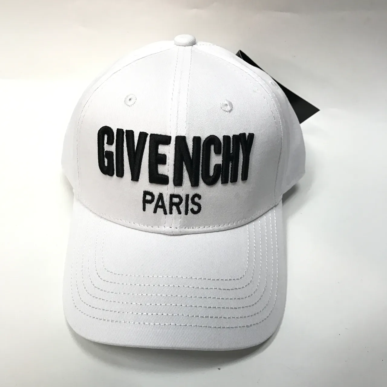 Givenchy लॉगो सिलाई काला बेसबॉल कैप 9