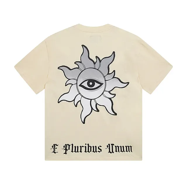 T-shirt Godspeed beige bleu imprimé graphique typographie gothique double face 3