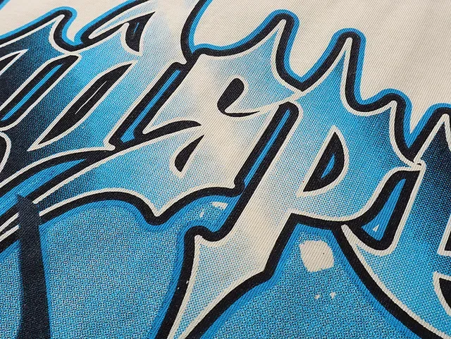 T-shirt Godspeed beige bleu imprimé graphique typographie gothique double face 4