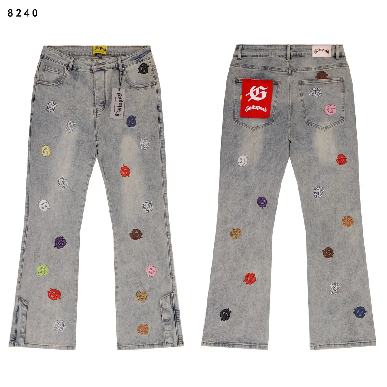 Godspeed Embroidered Logo Flared Jeans 2