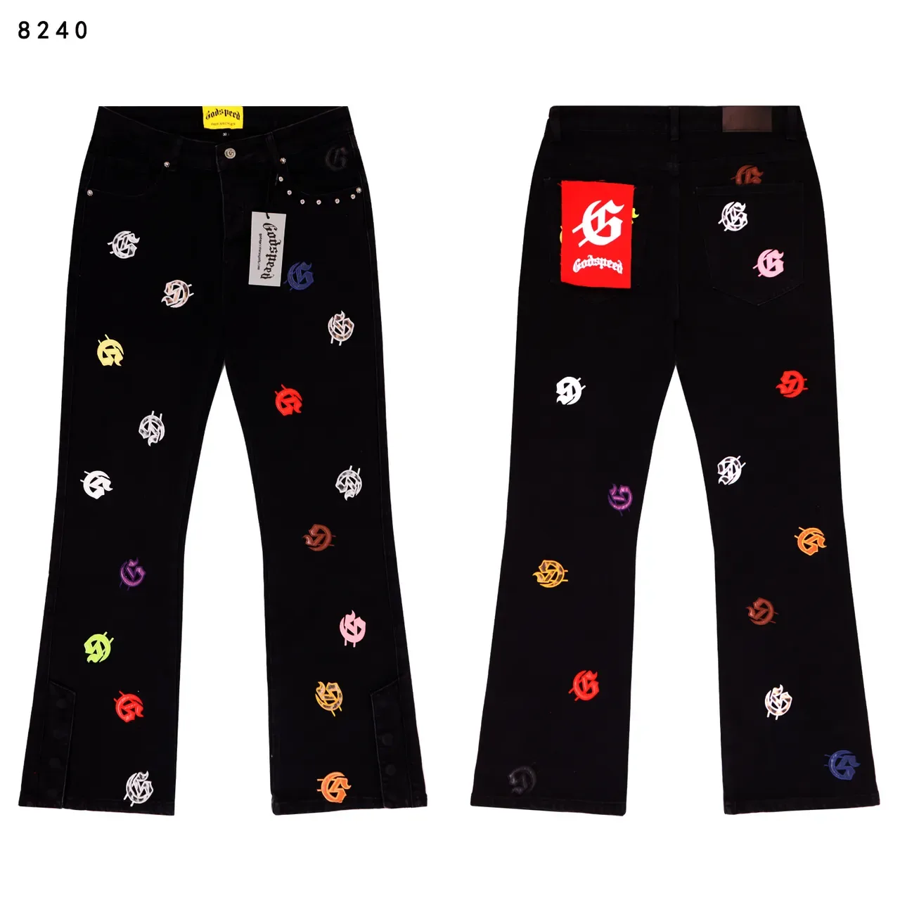 Godspeed Embroidered Logo Flared Jeans 5