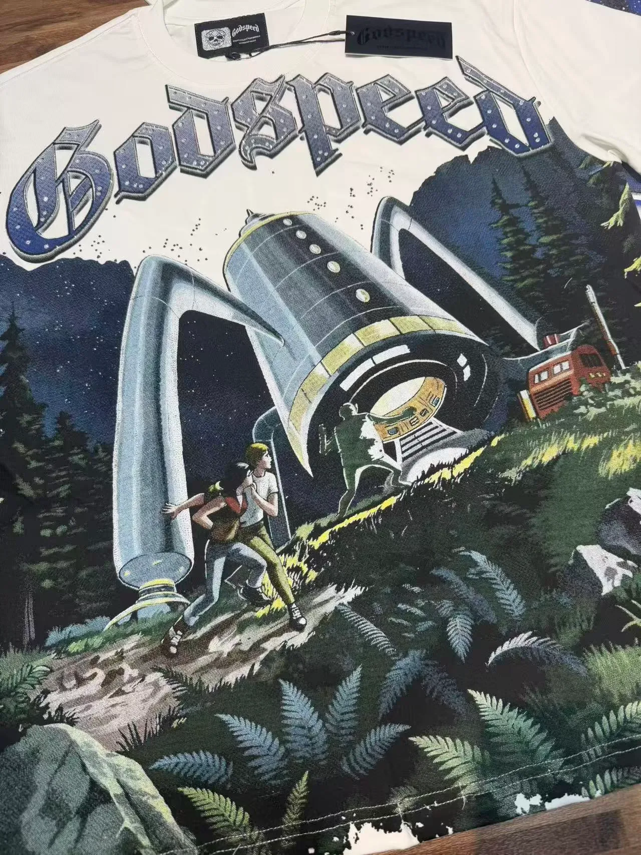 تيشيرت Godspeed أوفرسايز بطباعة جرافيك 6