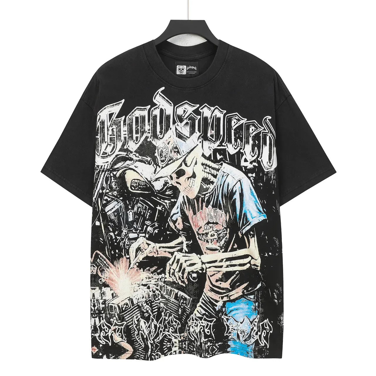 Godspeed Oversized Graphic Print Black T-Shirt 2