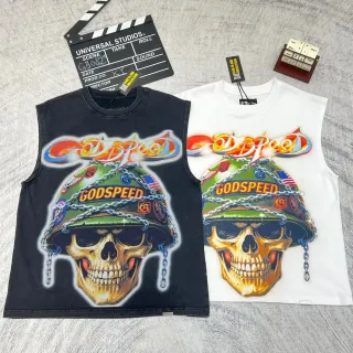 Godspeed Skull Helmet Graphic Vest Top