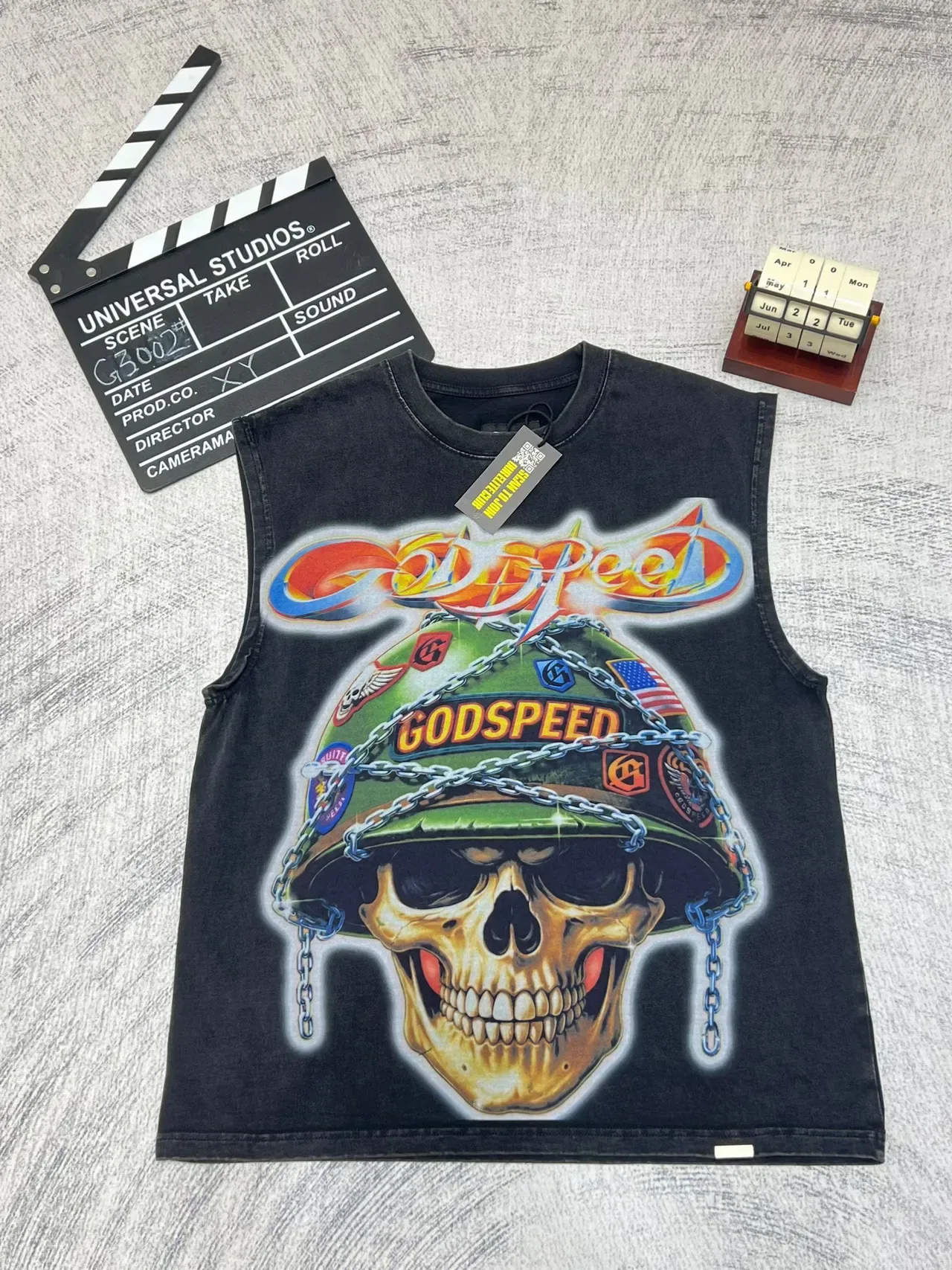 Godspeed Skull Helmet Graphic Vest Top 4