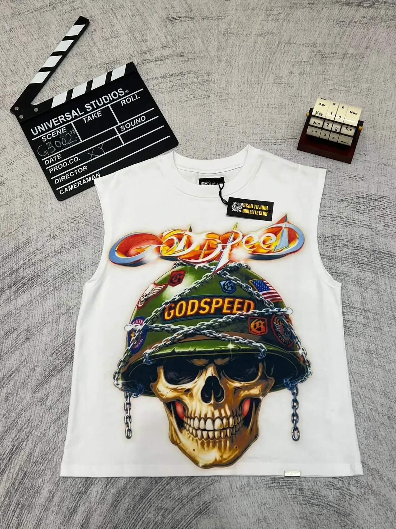 Godspeed Skull Helmet Graphic Vest Top 5