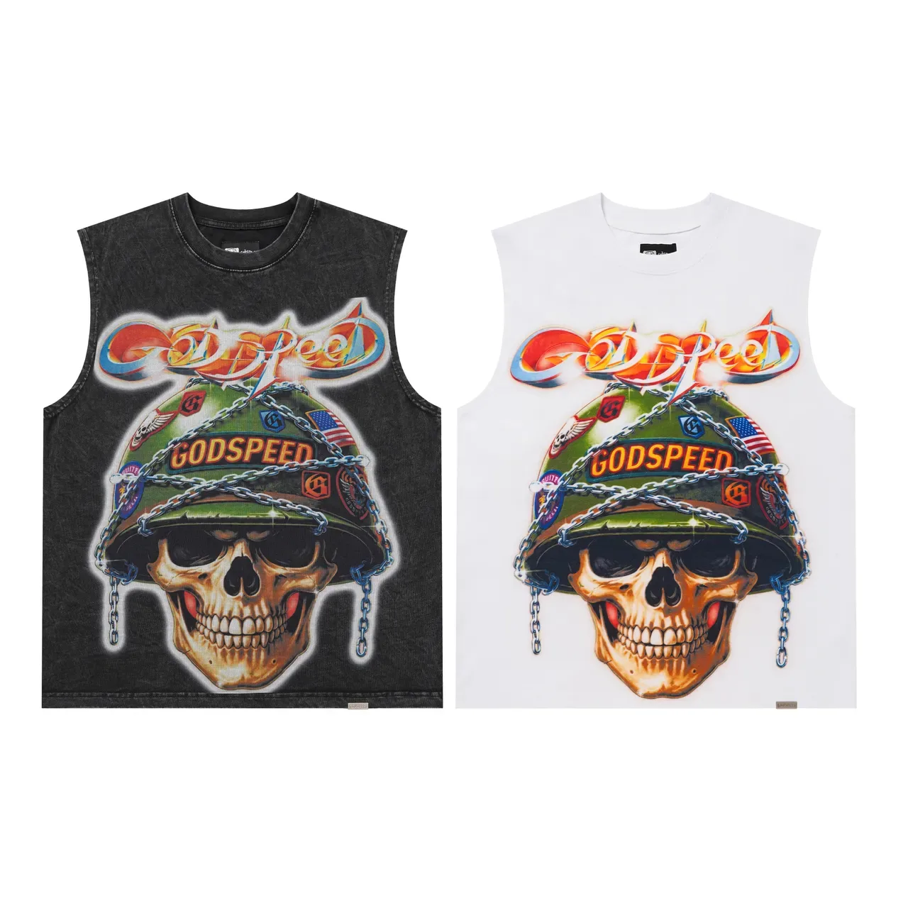 Godspeed Skull Helmet Graphic Vest Top 7