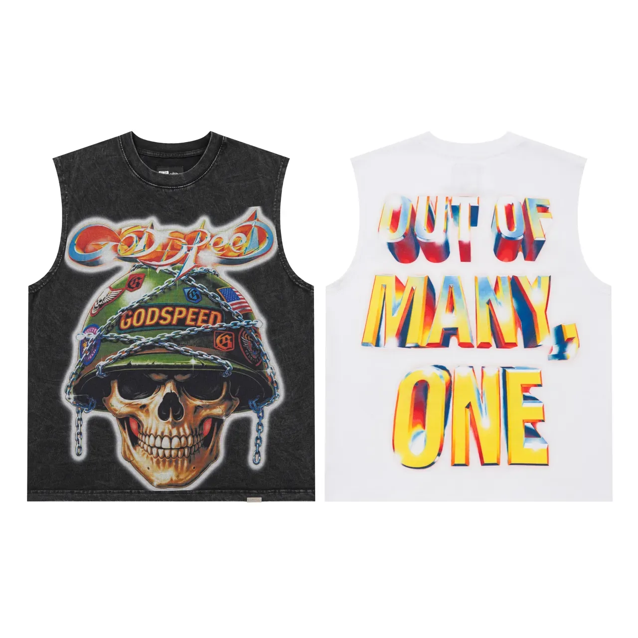 Godspeed Skull Helmet Graphic Vest Top 8