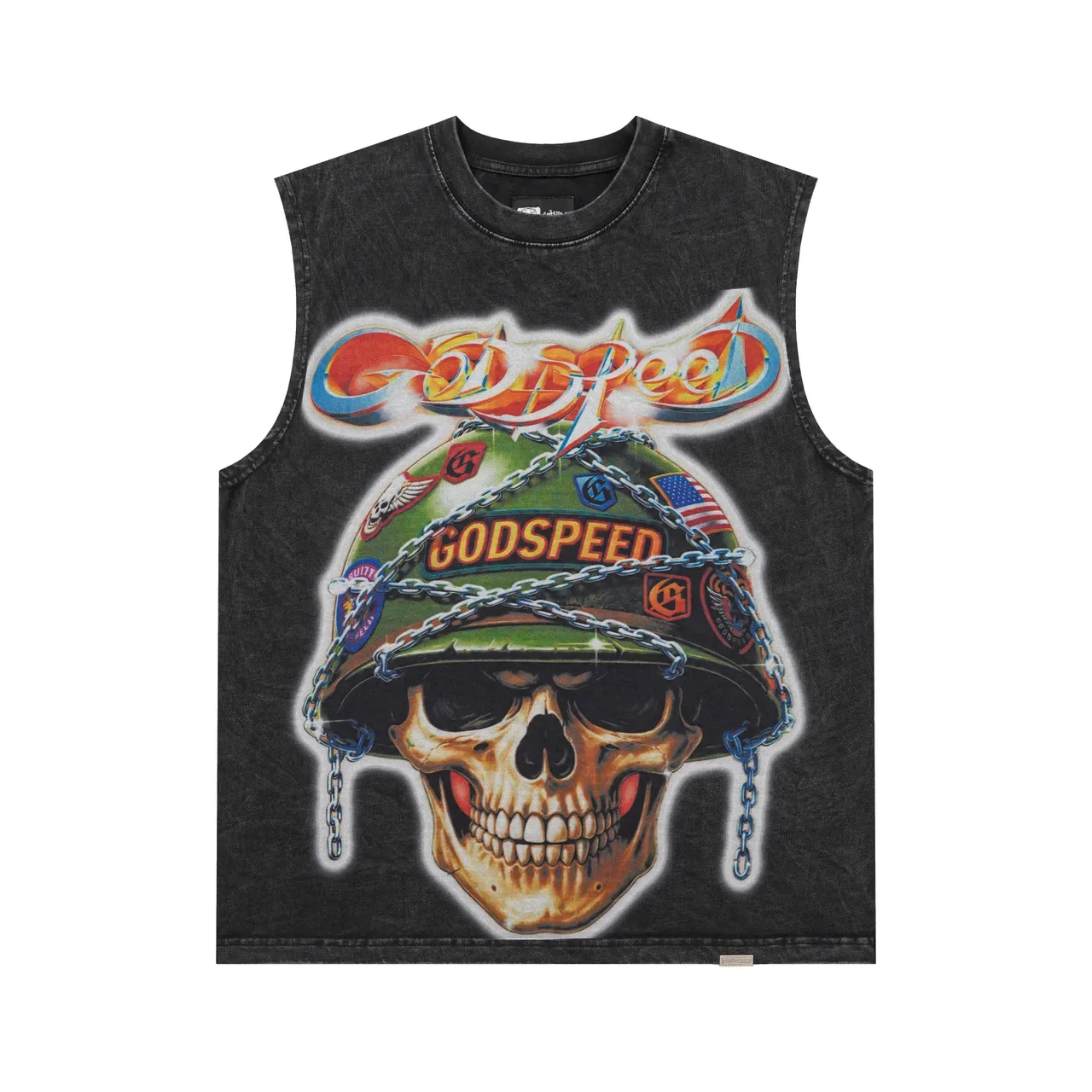 Godspeed Skull Helmet Graphic Vest Top 9