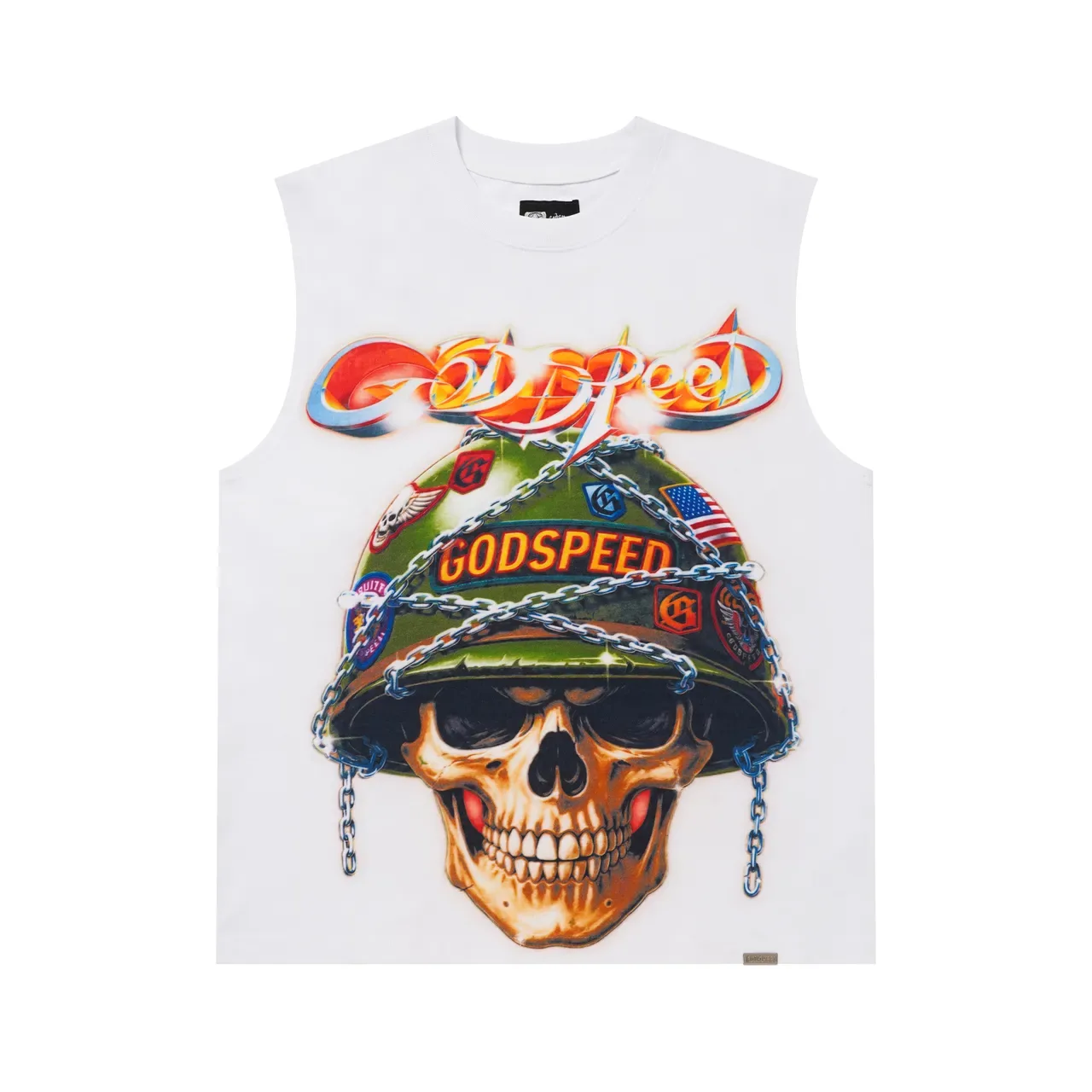 Godspeed Skull Helmet Graphic Vest Top 11