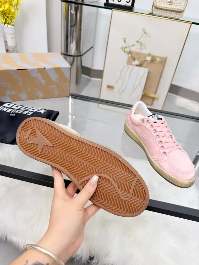 Golden Goose Ball Star Pink Distressed Canvas Lifestyle Sneakers 2