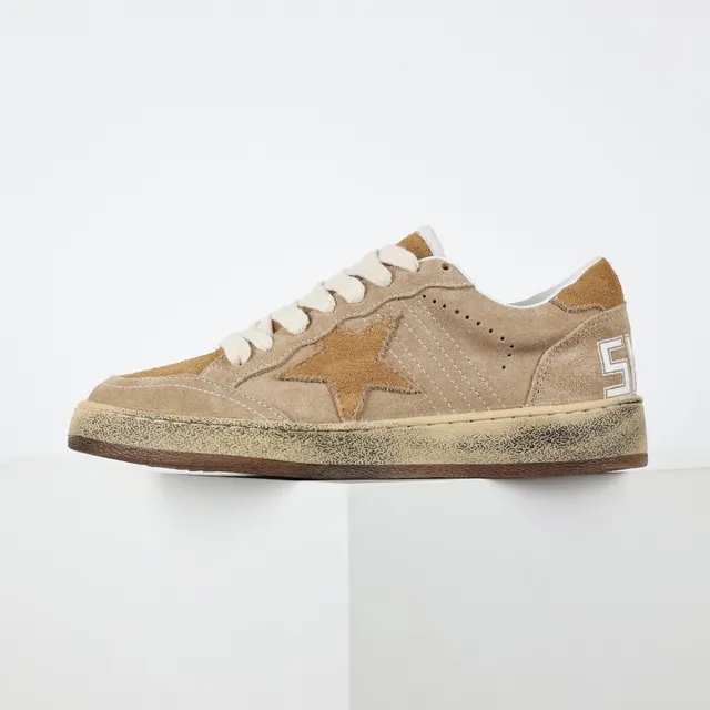 Golden Goose Super-Star Tênis Bege De Camurça Desgastada Lifestyle 9