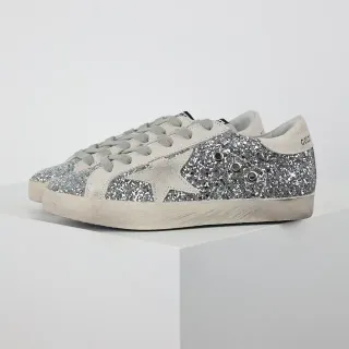 Golden Goose Superstar Tênis lifestyle de camurça com glitter prateado