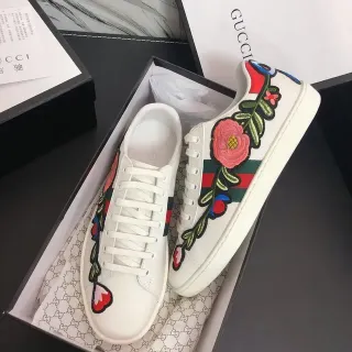 Gucci Ace Bordado Floral Zapatillas Lifestyle Blancas