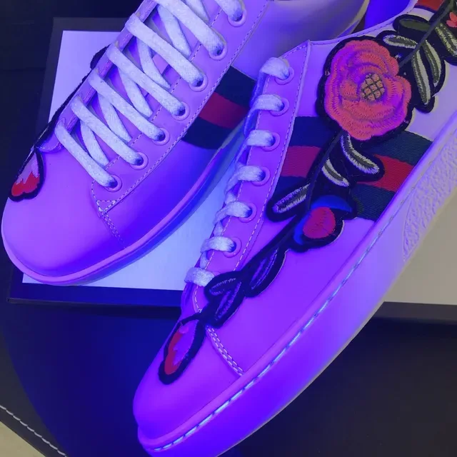 Gucci Ace Bordado Floral Tênis Lifestyle Branco 3
