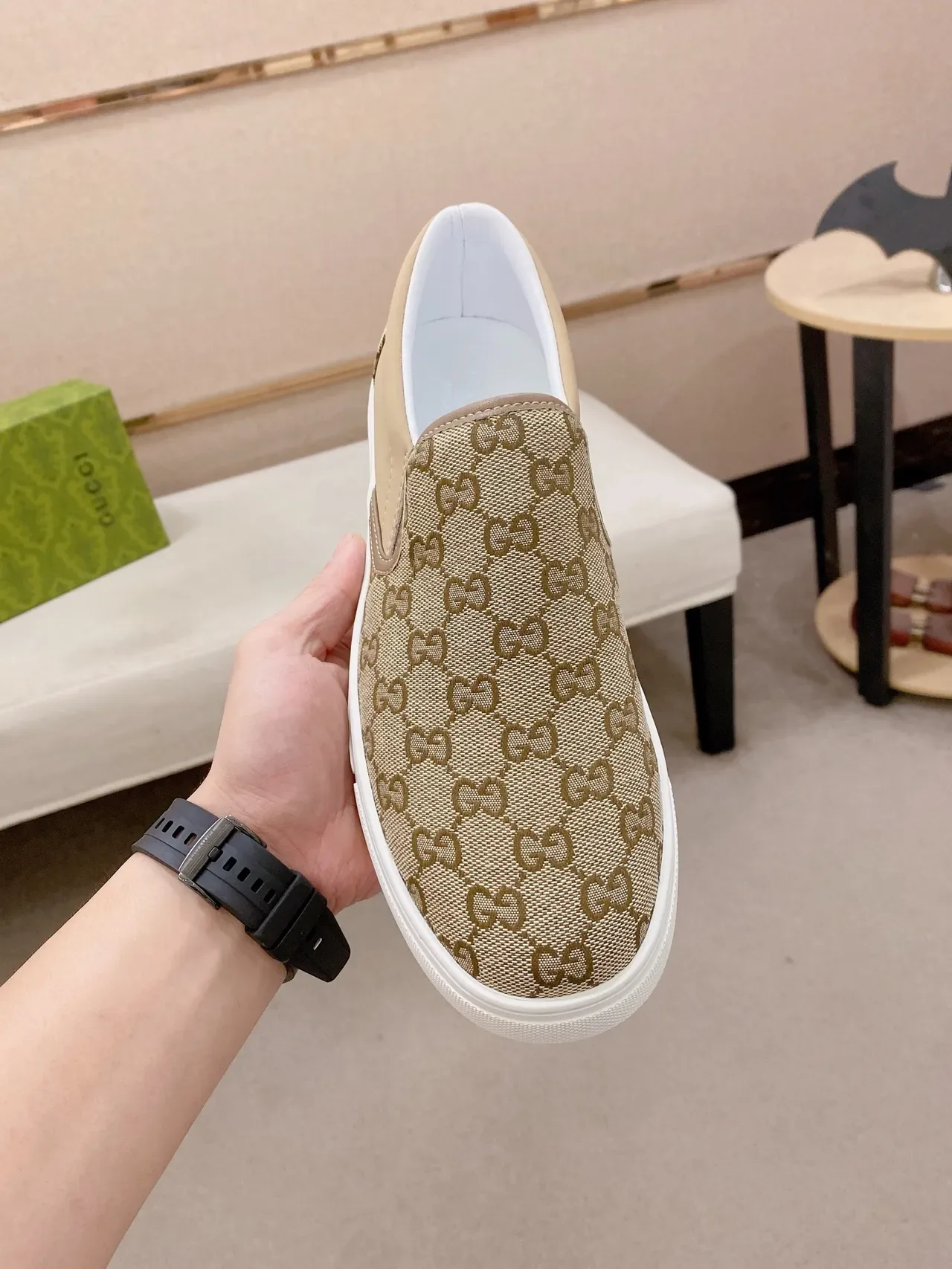 Gucci Ace GG Monogram Beige sneakers slip-on lifestyle 5