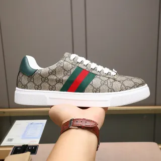 Gucci Ace GG Monogram Web Stripe Beige 休闲鞋