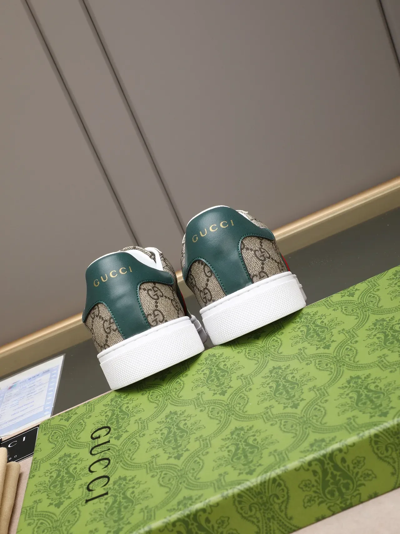 Gucci Ace GG Monogram Web Stripe Beige Lifestyle Sneakers 3