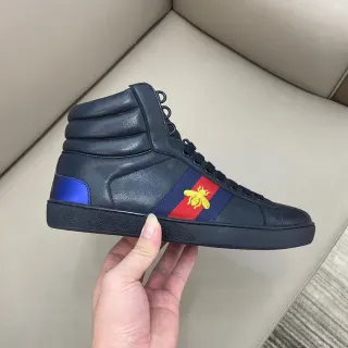 Gucci Ace Alto negro azul rojo Web Bee estilo de vida zapatillas