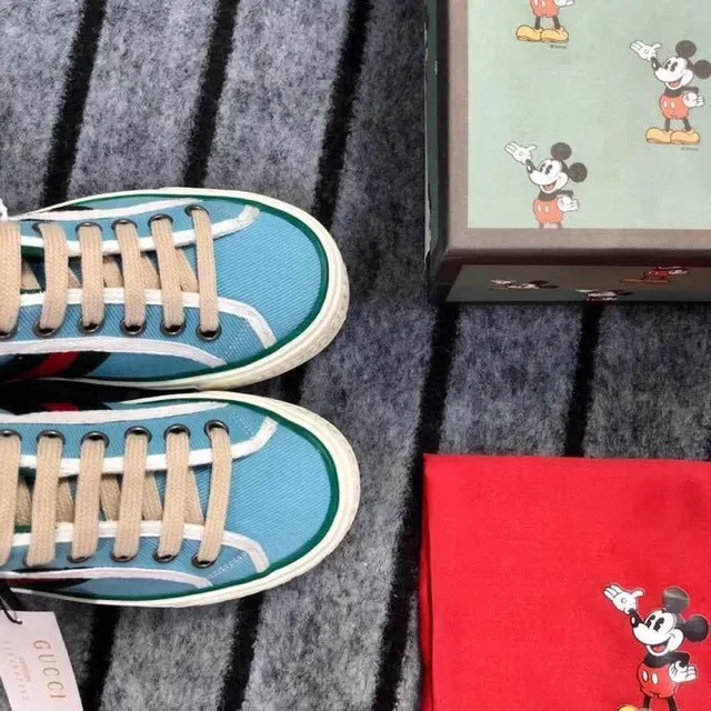 Gucci Ace Chaussures Lifestyle Rayures Web en Bleu Clair et Vert 2